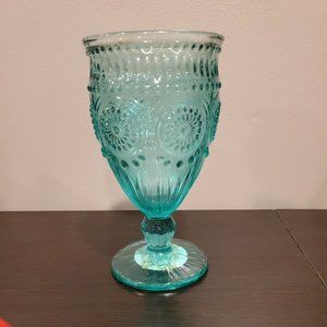 Pioneer Woman 12 Oz Adeline Glass Water Wine Goblet Teal Turquoise NEW